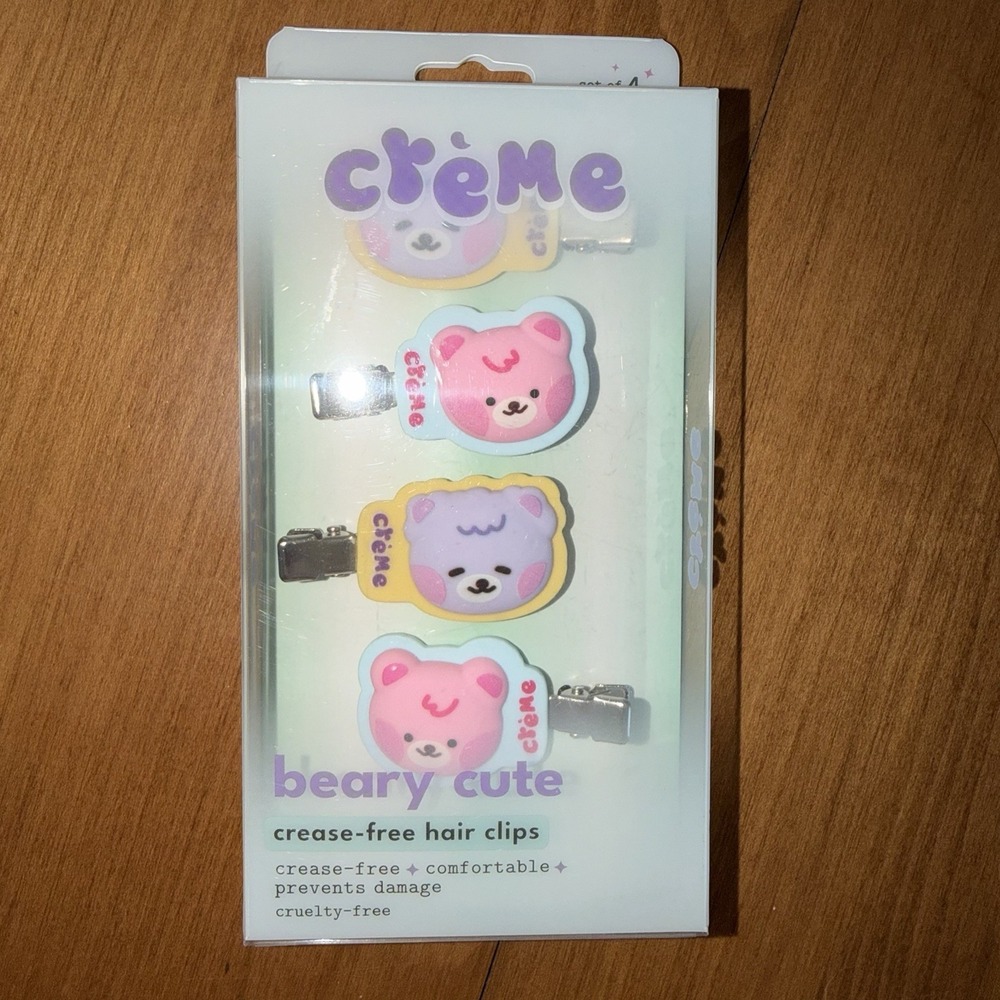 NEW The Creme Shop Set Of 4 Beary Cute Crease-Free Hair Clips K Beauty